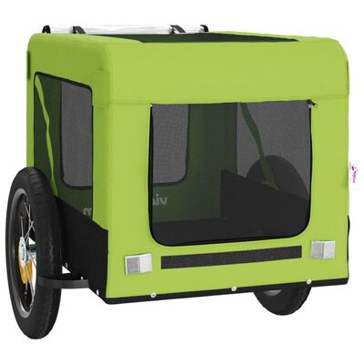 vidaXL Remorcă bicicletă animale companie, verde/negru, oxford/fier