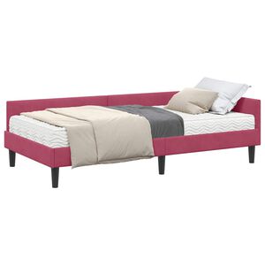 vidaXL Cadru de pat colțar cu saltea 2 buc. Roșu Vin 90 x 190 cm