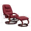 vidaXL Fotoliu masaj rabatabil cu taburet, roșu vin, piele ecologică