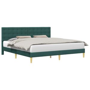 vidaXL Cadru de pat cu headboard Verde &icirc;nchis 180 x 200 cm Țesătură