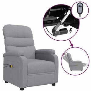 vidaXL Fotoliu de masaj electric rabatabil, gri deschis, textil