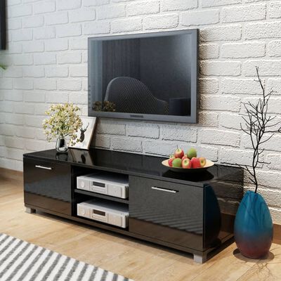 vidaXL Dulap TV, negru extralucios, 120 x 40,5 x 35 cm