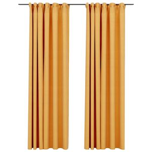 vidaXL Perdele opace aspect p&acirc;nză, c&acirc;rlige, 2 buc. galben, 140x225 cm