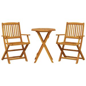 vidaXL Set de bistro pliabil, 3 piese, lemn masiv de acacia