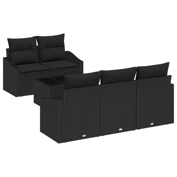 vidaXL Set de canapea cu pernă cu pernă 6 pcs Negru poliratan