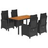 vidaXL Set mobilier de grădină cu perne, 5 piese, negru, poliratan