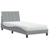 vidaXL Pat cu saltea, Hanko, gri deschis, 90x190 cm, textil