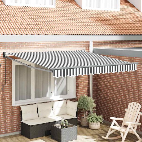 vidaXL Copertină retractabilă antracit/alb, 3x2,5 m, textil/aluminiu