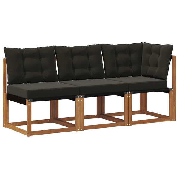 vidaXL Canapea de exterior din mijloc și colț 3 Bucată natural