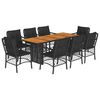 vidaXL Set mobilier de grădină cu perne, 9 piese, negru, poliratan