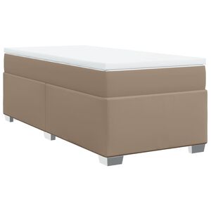 vidaXL Pat box spring cu saltea, cappuccino, 80x200 cm piele ecologică