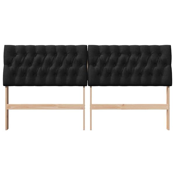 vidaXL Tăblie tapițată Negru 180 cm Lemn de pin masiv