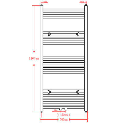 vidaXL Radiator port-prosop încălzire baie, negru, 500x1160 mm, curbat