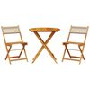 vidaXL Set mobilier bistro, 3 piese, poliratan bej/lemn masiv