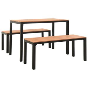 vidaXL Set mobilier de grădină, 3 piese, maro și negru, WPC și oțel