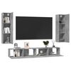vidaXL Set comode TV, 4 buc., gri beton, lemn prelucrat