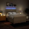 vidaXL Pat box spring cu saltea, crem, 140x200 cm, textil