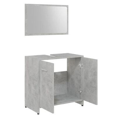 vidaXL Set de mobilier de baie, gri beton, lemn prelucrat