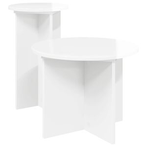 vidaXL Set măsuțe laterale 2 buc. Alb foarte lucios &Oslash; 45 x 35 cm