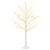 vidaXL Mesteacăn cu LED, alb, 48 LED-uri alb calde, 120 cm