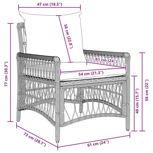 vidaXL Scaun pentru Grădină Bej 60 x 70 x 78cm poliratan