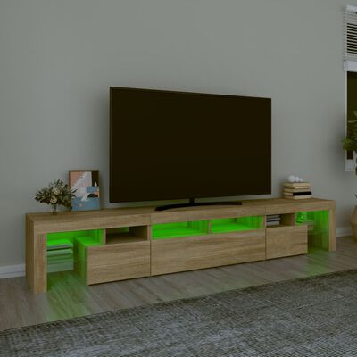 vidaXL Comodă TV cu lumini LED, stejar sonoma, 230x36,5x40 cm