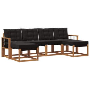 vidaXL Set de canapele de exterior cu pernă 6 pcs Natural și Negru