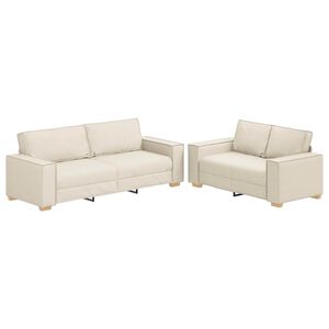 vidaXL Canapea 2 buc. Bej Material textil din in