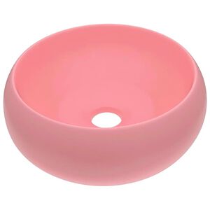 vidaXL Chiuvetă de baie lux roz mat 40x15 cm ceramică rotund