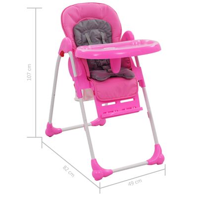 vidaXL Scaun de masă înalt pentru copii, roz și gri