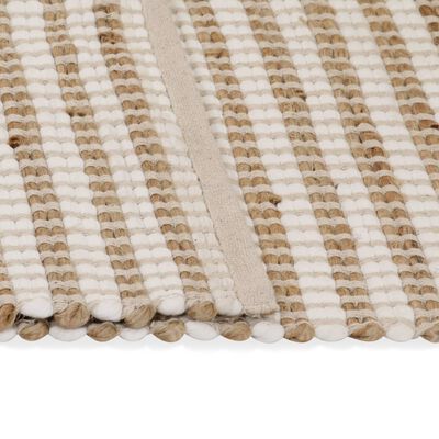 vidaXL Covor din iută lucrat manual, natural & alb, 120x180 cm textil