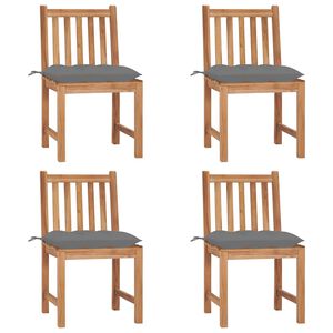 vidaXL Scaune de grădină cu perne, 4 buc., lemn masiv de tec