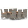 vidaXL Set mobilier grădină cu perne, 9 piese, gri, poliratan