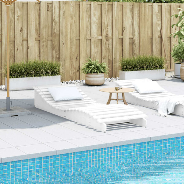 vidaXL Șezlong, alb, 205x70x31,5 cm, lemn masiv de pin