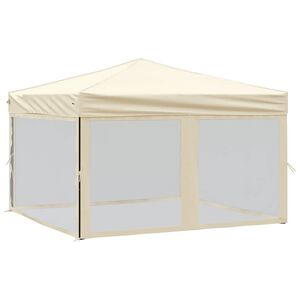 vidaXL Cort pliabil pentru petrecere, pereți laterali, crem, 3x3 m