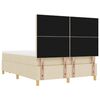 vidaXL Pat cu arcuri cu saltea cu headboard Crem 160 x 200 cm țesătură