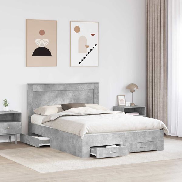 vidaXL Cadru de pat cu sertar cu headboard cu depozitare Lemn compozit