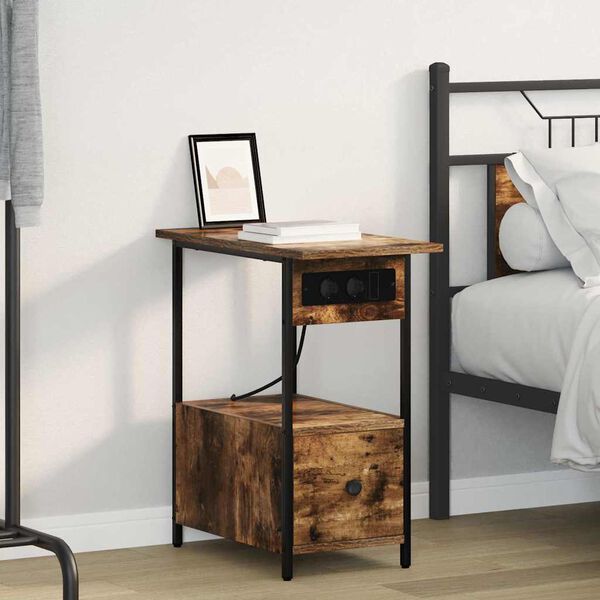 vidaXL Dulap de noapte Stejar fumuriu 60 x 30 x 61 cm Lemn compozit