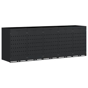 vidaXL Depozitare pentru 5 pubele Wheelie Negru 340 x 77,5 x 121,5 cm