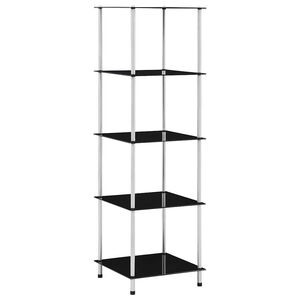 vidaXL Raft cu 5 niveluri, negru, 40 x 40 x 130 cm, sticlă securizată