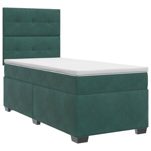 vidaXL Pat boxspring cu saltea Verde &icirc;nchis 80 x 200 cm Catifea