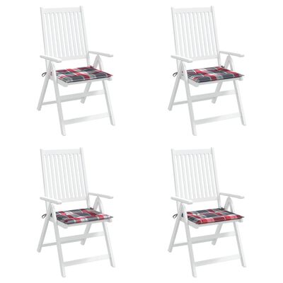 vidaXL Perne de scaun carouri roșii, 4 buc., 50x50x3 cm, textil Oxford