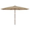 vidaXL Umbrelă de soare de grădină st&acirc;lp din lemn gri taupe 400x273 cm