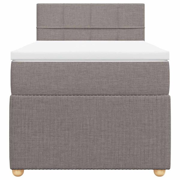 vidaXL Pat box spring cu saltea, gri taupe, 100x200 cm, textil