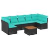 vidaXL Set mobilier de grădină cu perne, 8 piese, negru, poliratan