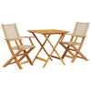 vidaXL Set mobilier bistro, 3 piese, poliratan bej/lemn masiv