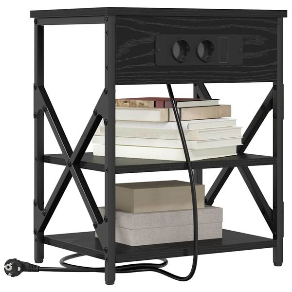 vidaXL Dulap de noapte Stejar Negru 41 x 31 x 51 cm Lemn compozit