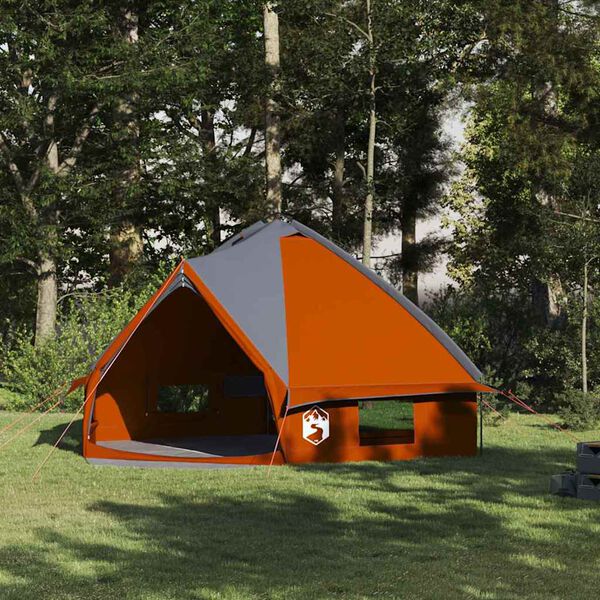 vidaXL Cort Teepee cu acoperiș Gri și Portocalie 490 x 410 x 210 cm