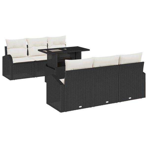 vidaXL Set de canapele pentru grădină 7 pcs Negru 100 x 55 x 73 cm