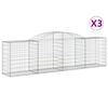 vidaXL Coșuri gabion arcuite 3 buc, 300x50x80/100 cm, fier galvanizat